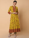 Women Floral Mustard Anarkali Kurta-AT-A1488-LG-Mustard