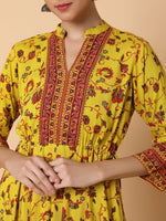 Women Floral Mustard Anarkali Kurta-AT-A1488-LG-Mustard