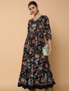 Women Floral Black Anarkali Kurta-AT-A1501-LG-Black