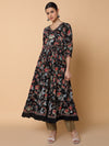 Women Floral Black Anarkali Kurta-AT-A1501-LG-Black