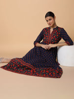 Women Floral Navy Blue Anarkali Kurta-AT-A1506-LG-Navyblue