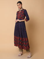 Women Floral Navy Blue Anarkali Kurta-AT-A1506-LG-Navyblue