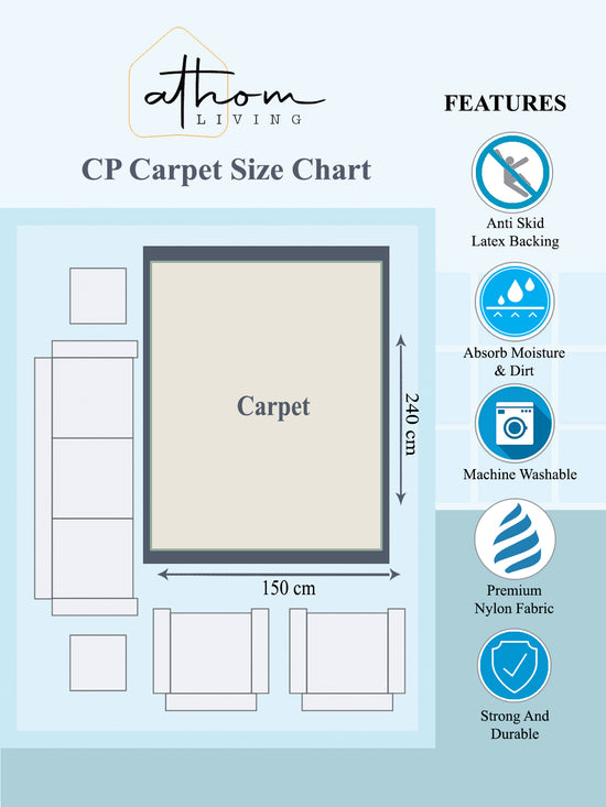 Athom Living Flower Canvas Premium Anti Skid Carpet 150x240 cm-ATZ-12-4-CP19