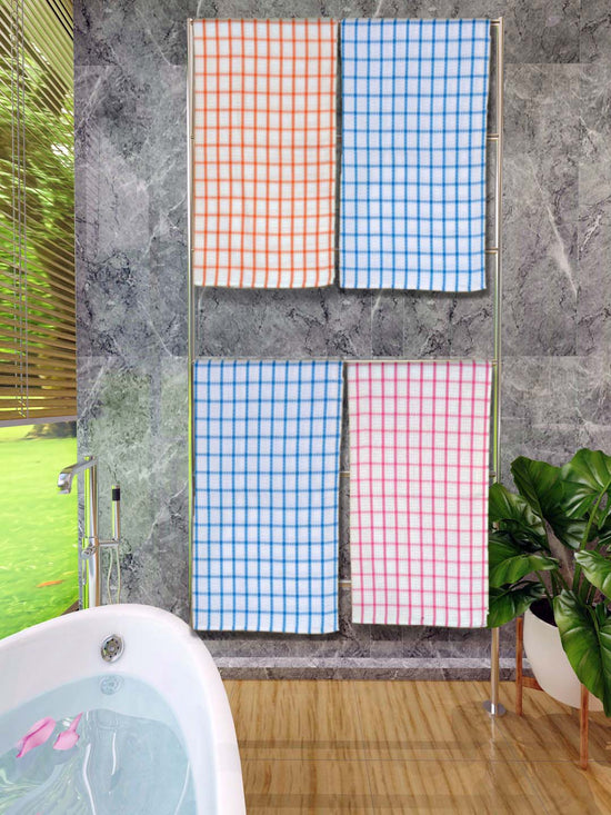 Athom Living Premium Gamcha Bath Towel 65 x 135 cm Pack of 4 Multicolored checkered-ATZ-BT-1A-1A-1B-1C