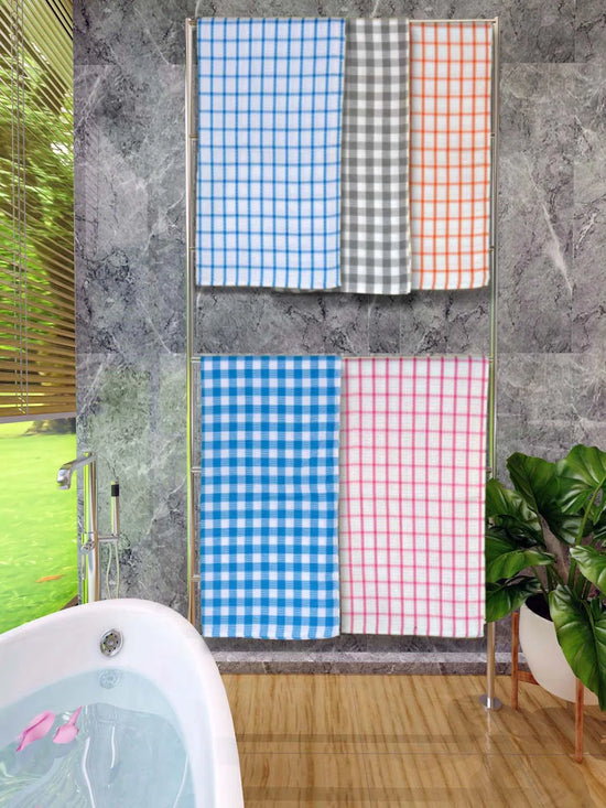 Athom Living Premium Gamcha Bath Towel 65 x 135 cm Pack of 5 Multicolored checkered-ATZ-BT-1A-1B-1C-1D-1F