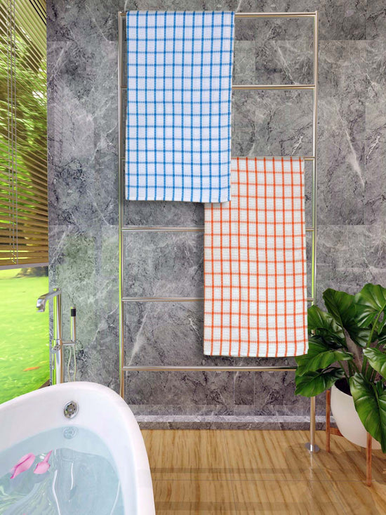 Athom Living Premium Gamcha Bath Towel 65 x 135 cm Pack of 2 Multicolored checkered-ATZ-BT-1A-1B