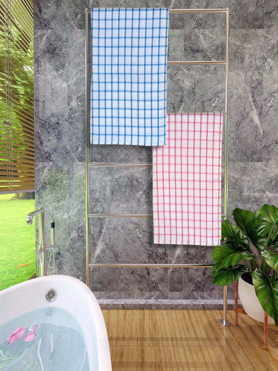 Athom Living Premium Gamcha Bath Towel 65 x 135 cm Pack of 2 Multicolored checkered-ATZ-BT-1A-1C