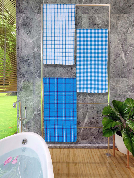 Athom Living Premium Gamcha Bath Towel 65 x 135 cm Pack of 3 Multicolored checkered-ATZ-BT-1A-1F-1G