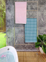 Athom Living Premium Gamcha Bath Towel 65 x 135 cm Pack of 2 Multicolored checkered-ATZ-BT-1C-1E