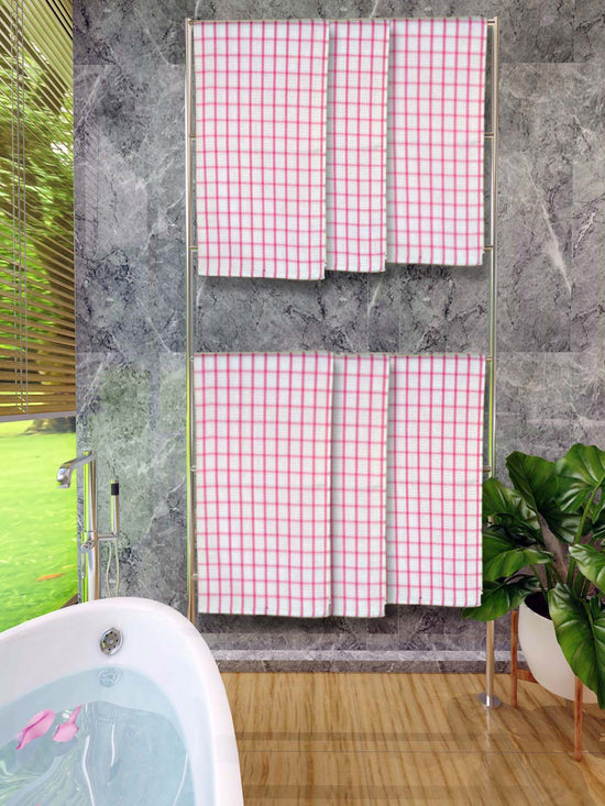 Athom Living Premium Gamcha Bath Towel 65 x 135 cm Pack of 6 Multicolored checkered-ATZ-BT-1C-C6