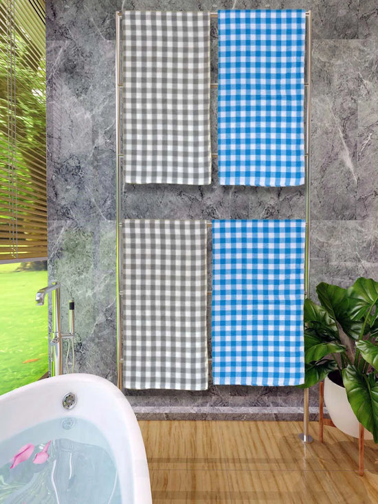 Athom Living Premium Gamcha Bath Towel 65 x 135 cm Pack of 4 Multicolored checkered-ATZ-BT-1D-1D-1F-1F