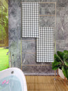 Athom Living Premium Gamcha Bath Towel 65 x 135 cm Pack of 2 White with Gray checkered-ATZ-BT-1D-C2