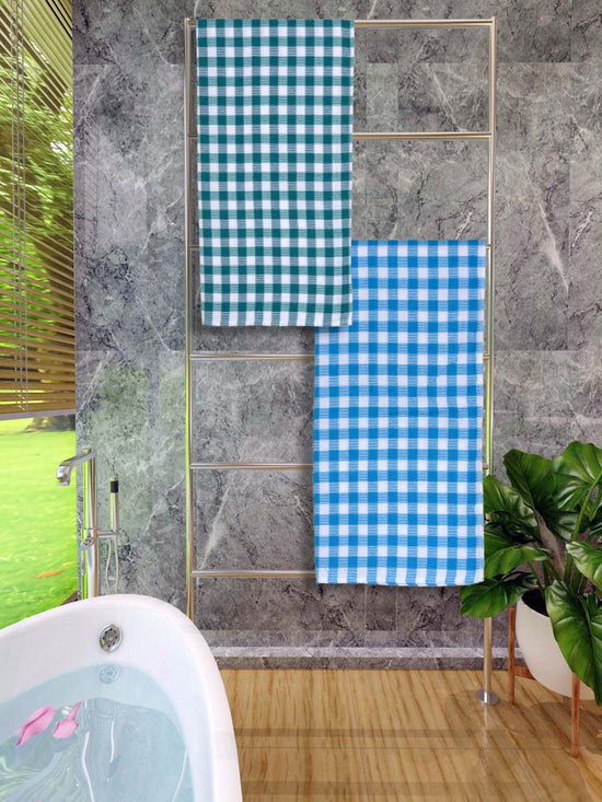 Athom Living Premium Gamcha Bath Towel 65 x 135 cm Pack of 2 Multicolored checkered-ATZ-BT-1E-1F