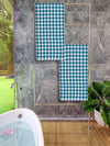 Athom Living Premium Gamcha Bath Towel 65 x 135 cm Pack of 2 White with Green checkered-ATZ-BT-1E-C2