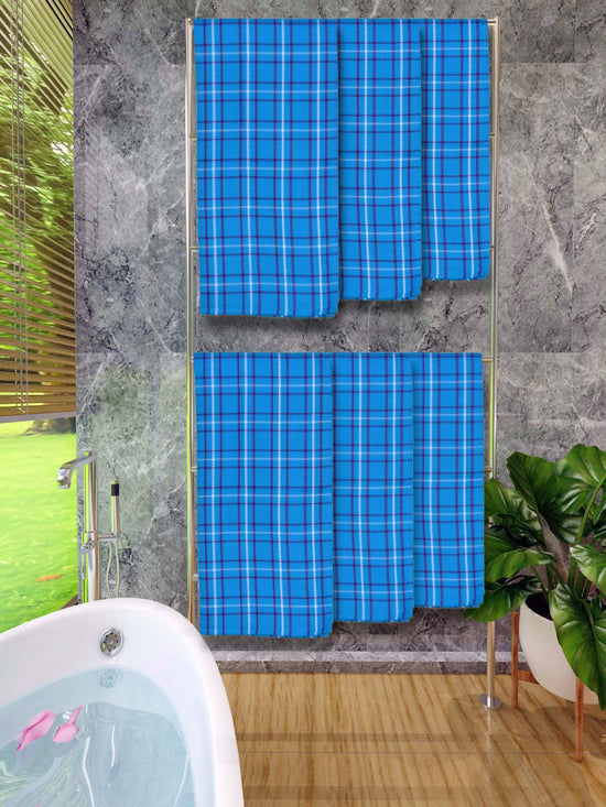 Athom Living Premium Gamcha Bath Towel 65 x 135 cm Pack of 6 Multicolored checkered-ATZ-BT-1G-C6