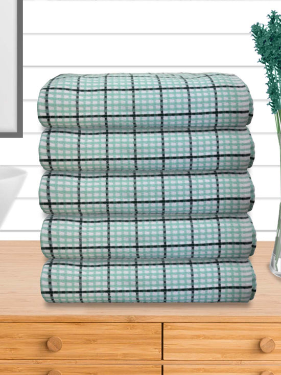 Athom Living Premium  Bath Towel 75 x 150 cm Pack of 5 Waffle Towel,Ultra Absorbent, Quick Dry, and Durable - Ideal for Spa, Gym, and Everyday Use, Green color-ATZ-BT-7D-C5