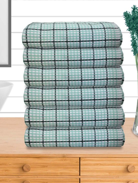 Athom Living Premium  Bath Towel 75 x 150 cm Pack of 6 Waffle Towel,Ultra Absorbent, Quick Dry, and Durable - Ideal for Spa, Gym, and Everyday Use, Green color-ATZ-BT-7D-C6