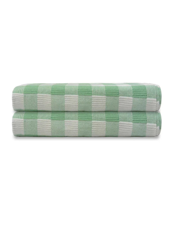 Athom Living Premium  Bath Towel 75 x 150 cm Pack of 2 Waffle Towel,Ultra Absorbent, Quick Dry, and Durable - Ideal for Spa, Gym, and Everyday Use, Light Green color-ATZ-BT-7F-C2