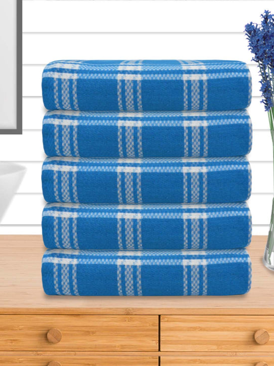 Athom Living Premium  Bath Towel 75 x 150 cm Pack of 5 Waffle Towel,Ultra Absorbent, Quick Dry, and Durable - Ideal for Spa, Gym, and Everyday Use, Blue color-ATZ-BT-7I-C5