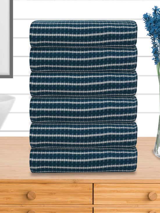 Athom Living Premium  Bath Towel 75 x 150 cm Pack of 6 Waffle Towel,Ultra Absorbent, Quick Dry, and Durable - Ideal for Spa, Gym, and Everyday Use, Dark Blue color-ATZ-BT-7N-C6