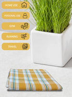 Athom Living Premium Gamcha Bath Towel 75 x 150 cm Pack of 1 White with Yellow checkered-ATZ-BT-9K