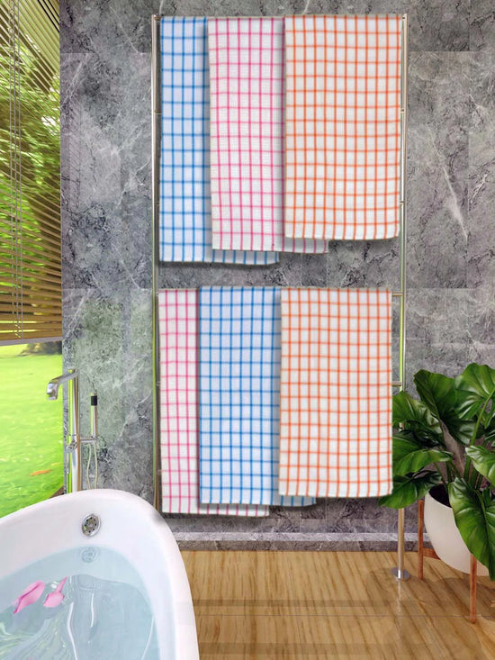 Athom Living Premium Gamcha Bath Towel 65 x 135 cm Pack of 6 Multicolored checkered-ATZ-C-1A-1A-1B-1B-1C-1C