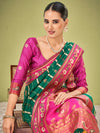 Saree Mall Women's Cotton Blend Green Woven Design Designer Saree With Blouse Piece-AVANI87102