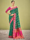 Saree Mall Women's Cotton Blend Green Woven Design Designer Saree With Blouse Piece-AVANI87102