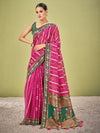 Saree Mall Women's Cotton Blend Pink Woven Design Designer Saree With Blouse Piece-AVANI87104