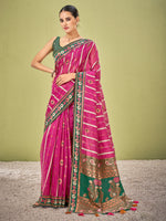 Saree Mall Women's Cotton Blend Pink Woven Design Designer Saree With Blouse Piece-AVANI87104