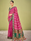 Saree Mall Women's Cotton Blend Pink Woven Design Designer Saree With Blouse Piece-AVANI87104