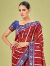 Saree Mall Women's Cotton Blend Maroon Woven Design Designer Saree With Blouse Piece-AVANI87105