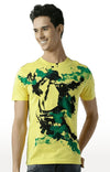 Huetrap Yellow Mens Short Sleeve Graphic Printed Tshirt-HT13MKGRAYLW00121