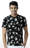 Huetrap Black Mens Short Sleeve Graphic Printed Tshirt-HT16MKGRABLK00393