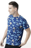 Huetrap Blue Mens Short Sleeve Graphic Printed Tshirt-HT17MKGRALNY00552