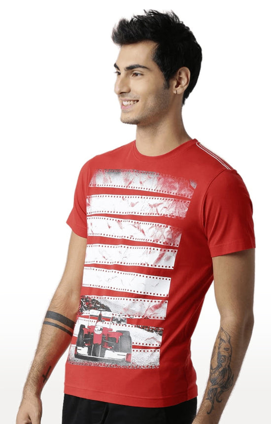 Huetrap Red Mens Short Sleeve Graphic Printed Tshirt-HT15MKGRARED00015