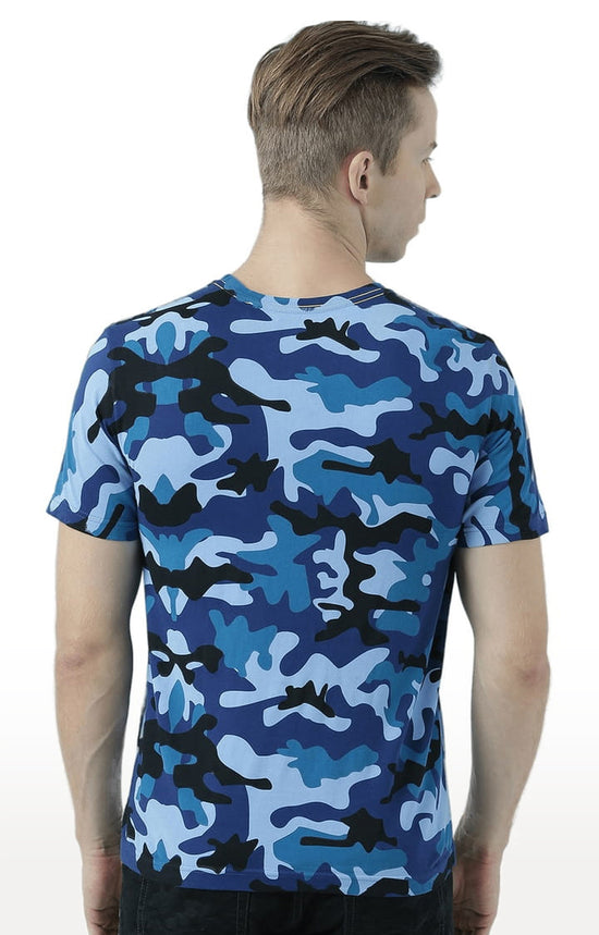 Huetrap Blue Mens Short Sleeve Graphic Printed Tshirt-HT17MKGRALNY00912