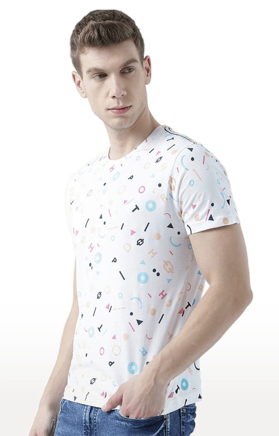 Huetrap White Mens Short Sleeve Graphic Printed Tshirt-HT17MKGRAWHT00766