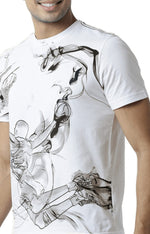 Huetrap White Mens Short Sleeve Graphic Printed Tshirt-HT12MKGRAWHT00149