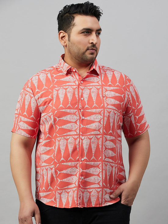 Men Printed Coral Premium Shirt-ALUMINIPRINT-6205-Coral