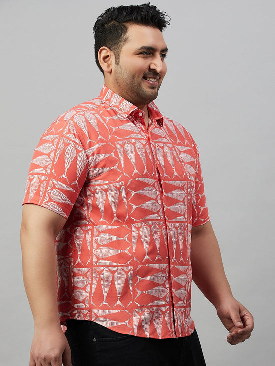 Men Printed Coral Premium Shirt-ALUMINIPRINT-6205-Coral