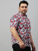 Men Spread Collar Printed Blue Shirt-AluminiPrint-6243-Blue