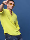 Men Yellow Solid Slim Fit Casual Kurta-Amiya-3303-Yellow