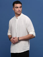 Men White Solid Slim Fit Casual Kurta-Amiya-3314-White