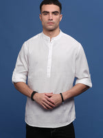 Men White Solid Slim Fit Casual Kurta-Amiya-3318-White