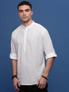 Men White Solid Slim Fit Casual Kurta-Amiya-3318-White