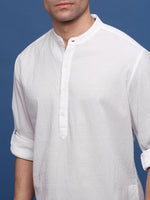 Men White Solid Slim Fit Casual Kurta-Amiya-3318-White