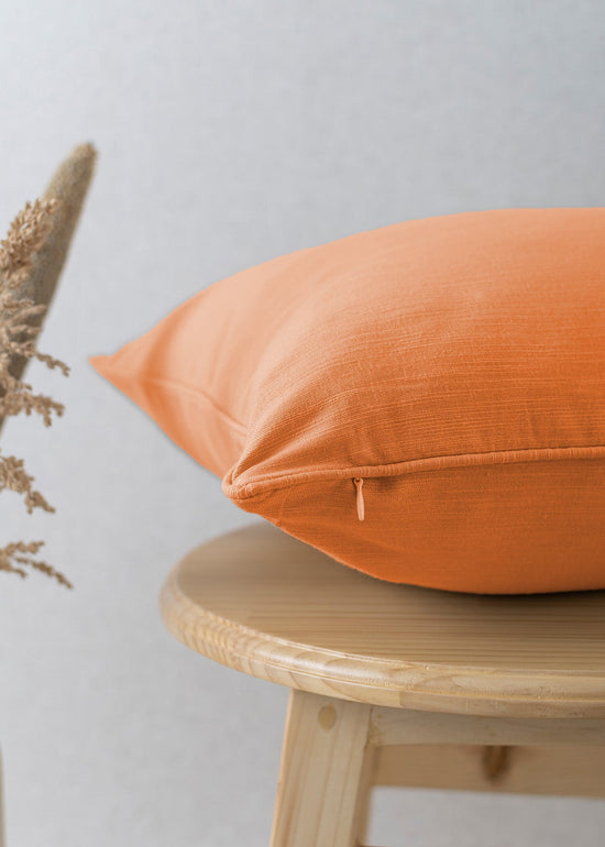 Solid orange 100% cotton plain cushion cover for sofa-240456002