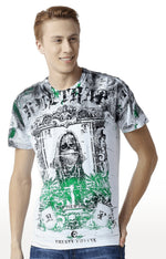 Huetrap White Mens Short Sleeve Graphic Printed Tshirt-HT15MKGRAWHT00054