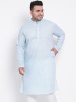 Hangup Men Standard Solid Men's Indian Wear-Aqua_Linen_OnlyLongKurta